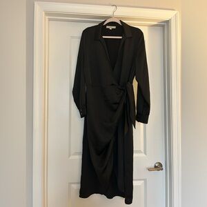 Loft Black Wrap Midi Dress